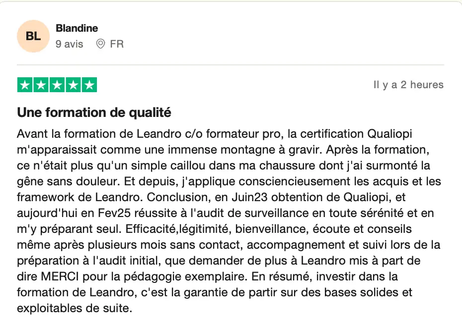 Témoignage client Formateur Pro 4