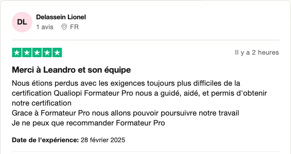 Témoignage client Formateur Pro 8