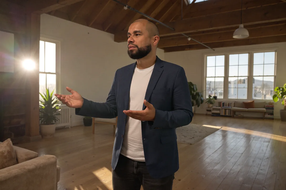 Leandro Lozahic, consultant Qualiopi, explique la démarche dans un espace de travail lumineux.
