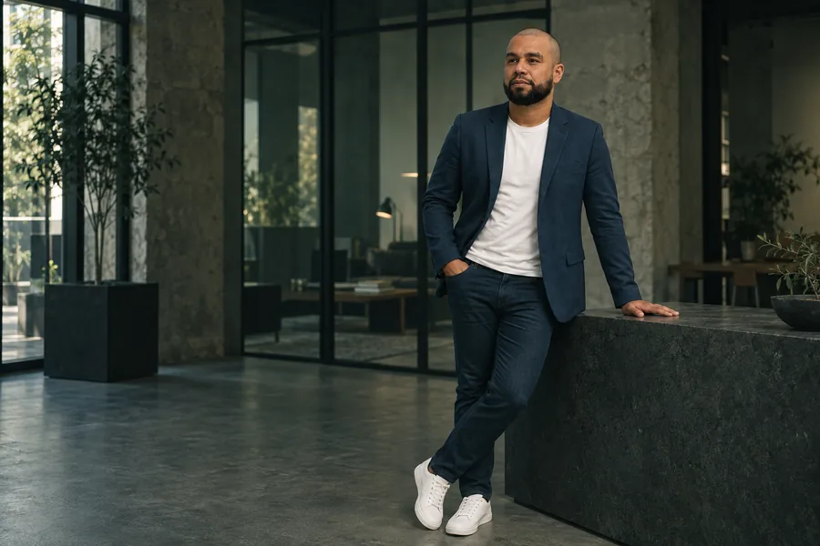 Leandro Lozahic, dirigeant de Formateur Pro, dans un espace de travail architectural