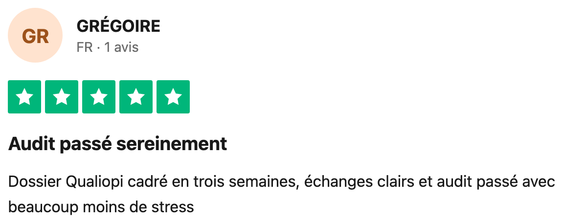 Avis Trustpilot vérifié — Grégoire, dossier cadré en trois semaines