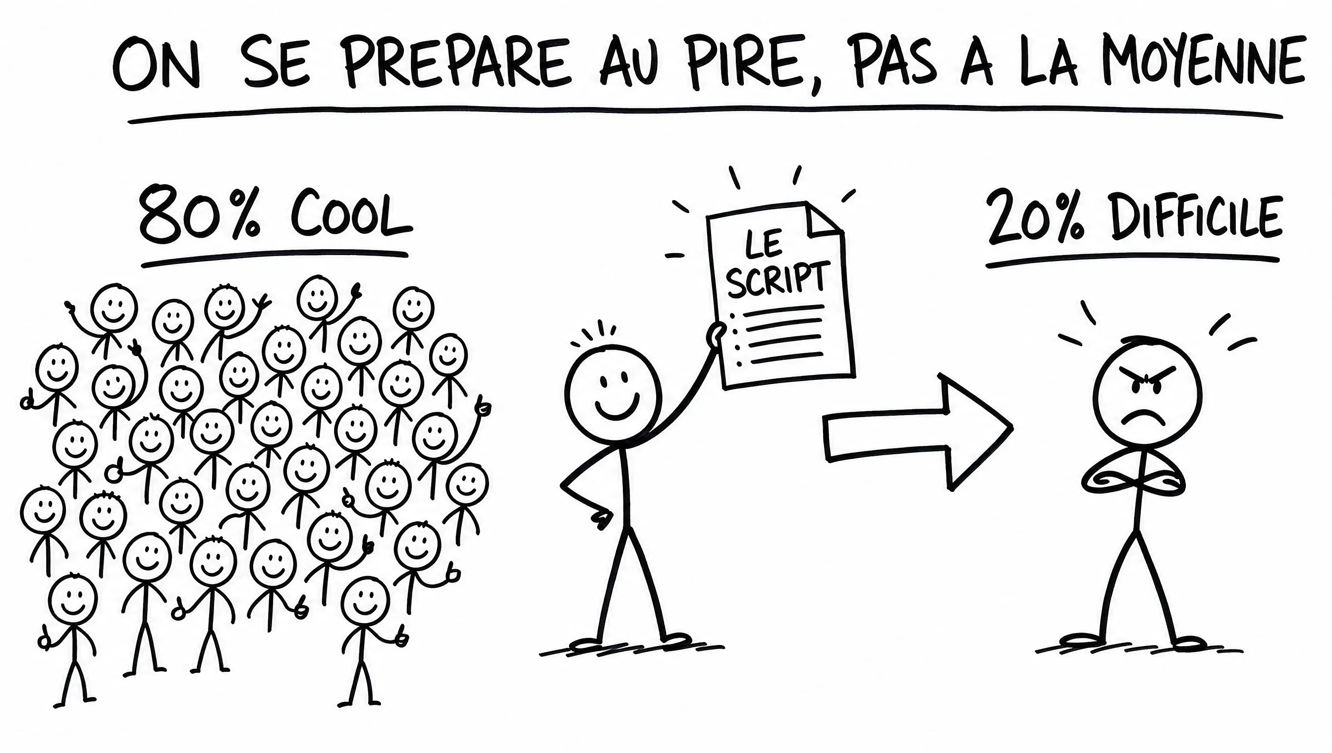 Schéma dessiné : l'audit blanc vous prépare au pire, pas à la moyenne.